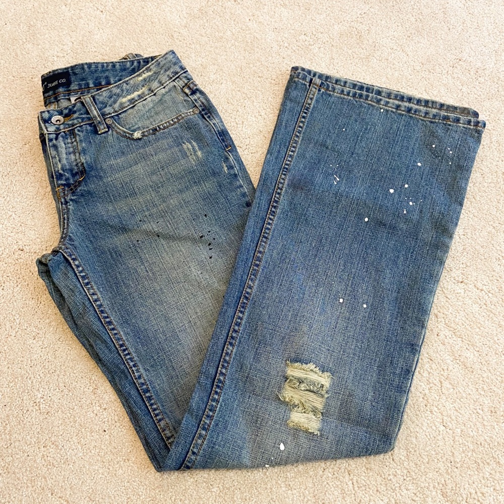 Revolt distressed bootcut jeans, distressed denim, bootcut jeans